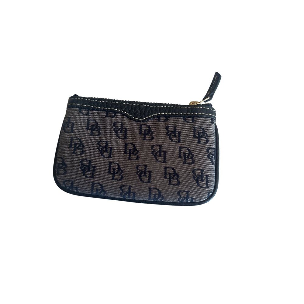 Dooney & Bourke Monogram Print Small Coin Purse Zipper‎ Closure Brown & Black